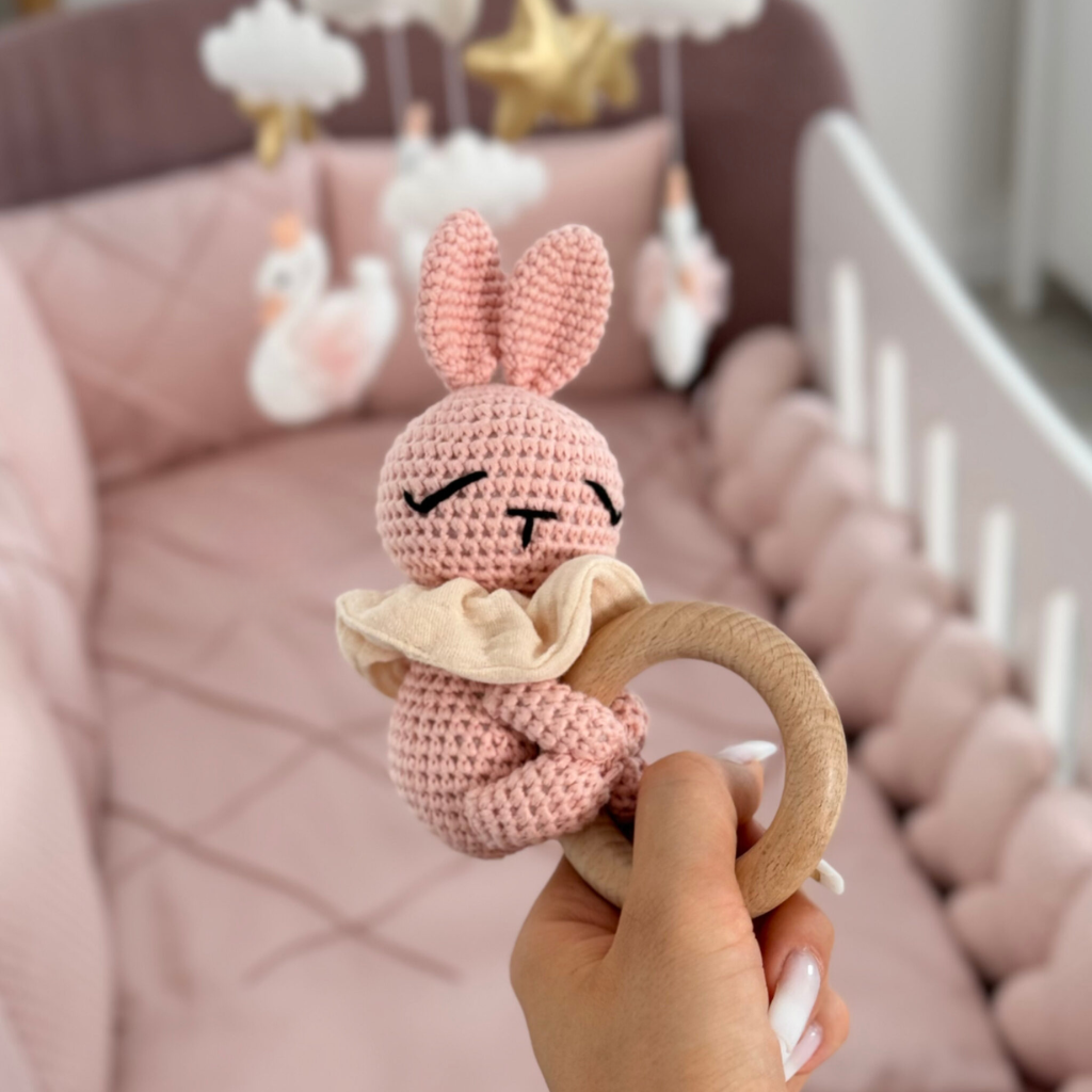 Crib Bedding Set 60x120 cm Satin Platinum Powder Pink Ingvart