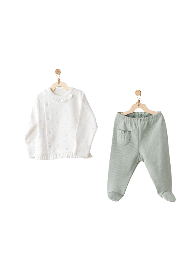 Set 10 Piese Maternitate Crem cu Verde AC25131 Andywawa