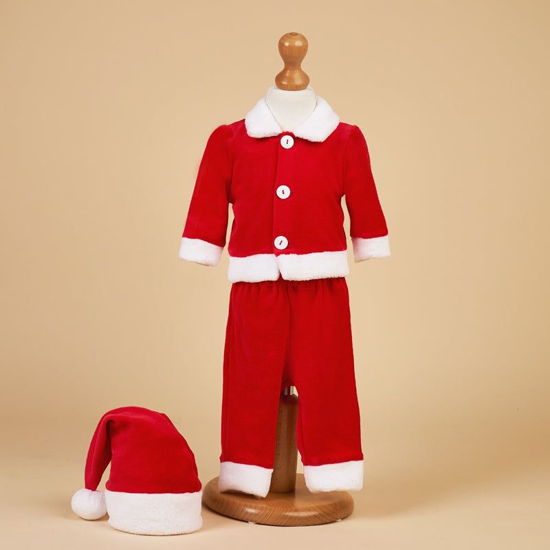 Costumas Elegant Mos Craciun cu Blanita pentru Baietei - AnneBebe