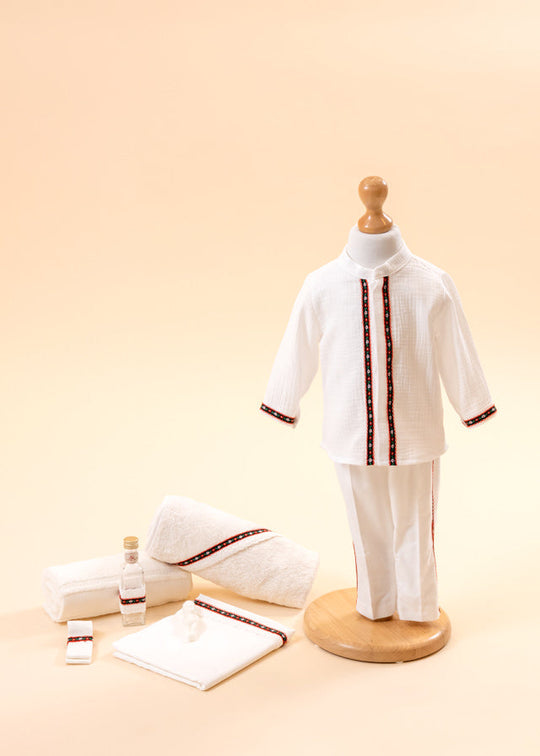 Set Botez Traditional 2 Piese, Costum si Trusou Personalizat AnneBebe