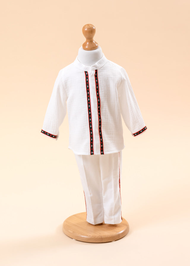 Set Botez Traditional 2 Piese, Costum si Trusou Personalizat AnneBebe