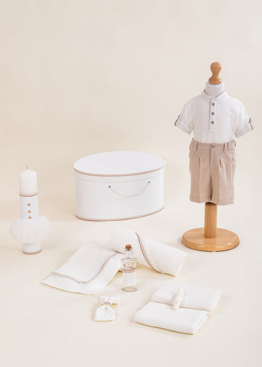 Eduard Christening Set 4 Pieces Suit Christening Kit Candle and Personalized Trunk AnneBebe