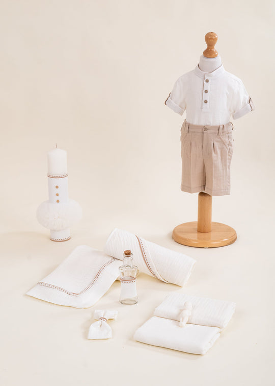 Eduard Christening Set 3 Pieces Suit Christening Kit and Personalized Christening Candle AnneBebe