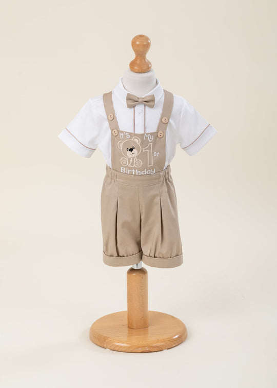 1 Year Birthday Short Beige Suit