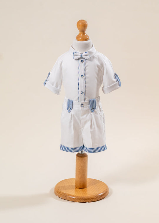 Armand Suit Shirt With White Pants With Blue Stripes