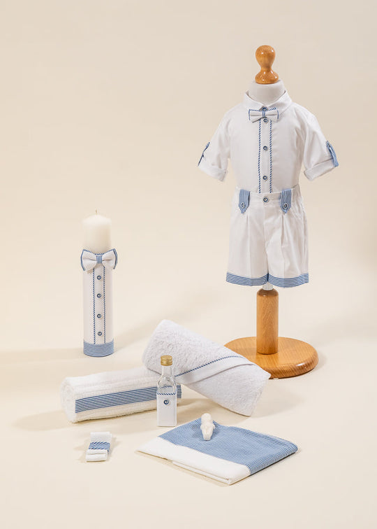 Set Botez Armand 3 Piese  Costum Trusou Lumanare Personalizat Botez AnneBebe