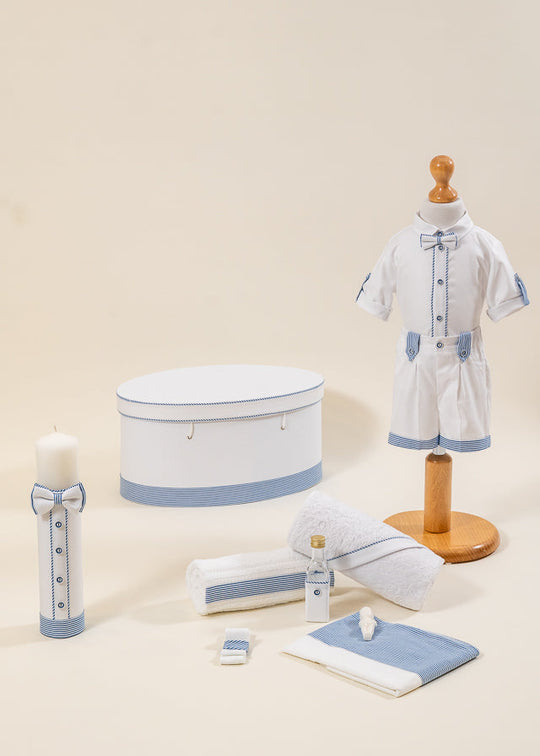 Set Botez Armand 4 Piese  Costum Trusou Lumanare Cufar  Personalizat Botez AnneBebe
