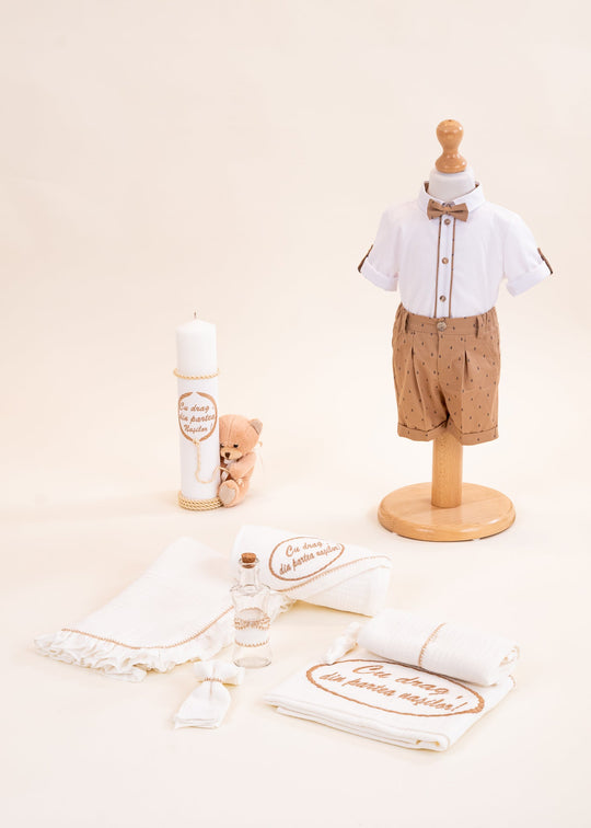 Victor Christening Set 3 Pieces Suit Christening Kit and Candle Personalized Christening AnneBebe