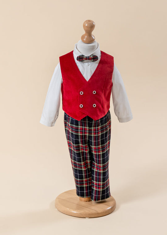 Red Velvet Vest and Checkered Pants Costume AnneBebe