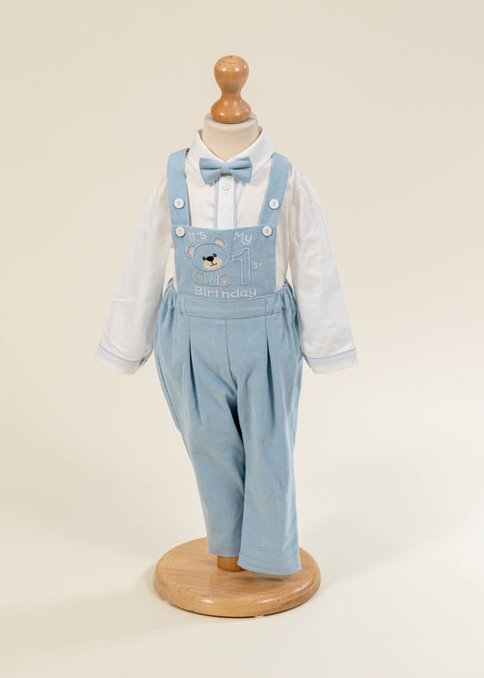 Anniversary Outfit 1 Year Corduroy Pants Blue AnneBebe