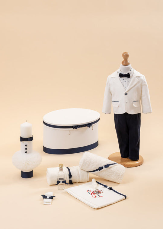 Luca Baptism Set 4 Pieces Costume Trussou Candle and Personalized Chest AnneBebe Baptism