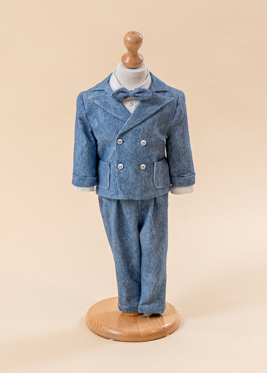 Laur Blue Jeans Suit With Two Rows Of Buttons AnneBebe
