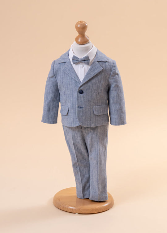 Alexandru 4-Piece Suit, Gray with Navy Blue Fine Stripes AnneBebe
