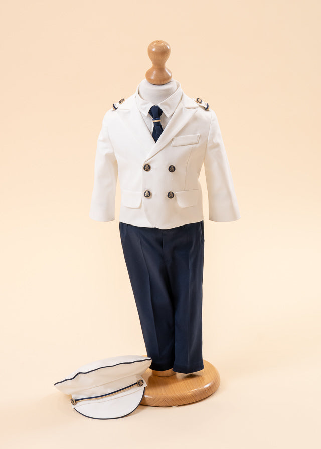 Set Botez Capitan 3 Piese, Costum, Trusou si Lumanare Botez AnneBebe