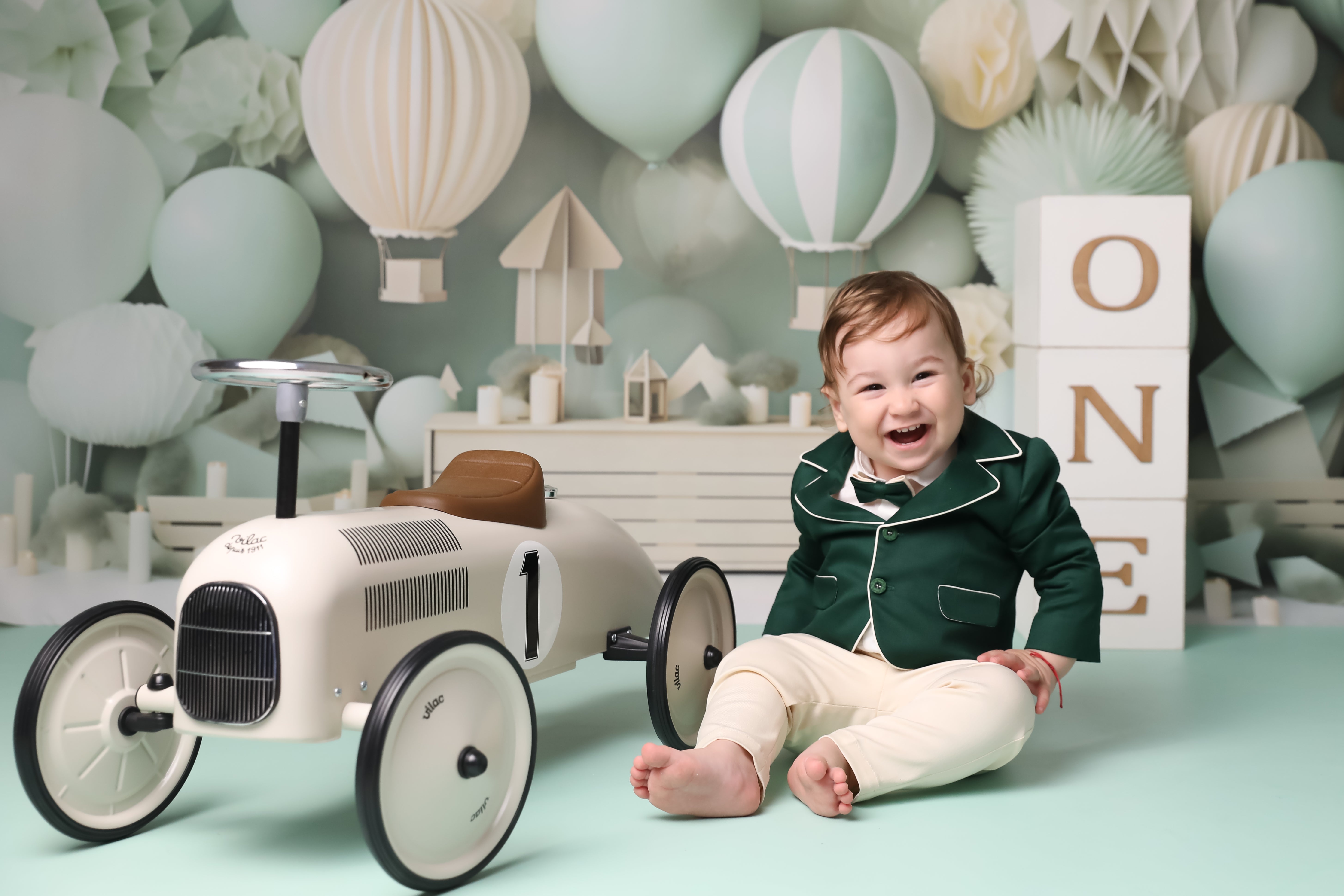 Set Botez Albert 3 Piese, Costum, Trusou si Lumanare Personalizat Botez AnneBebe