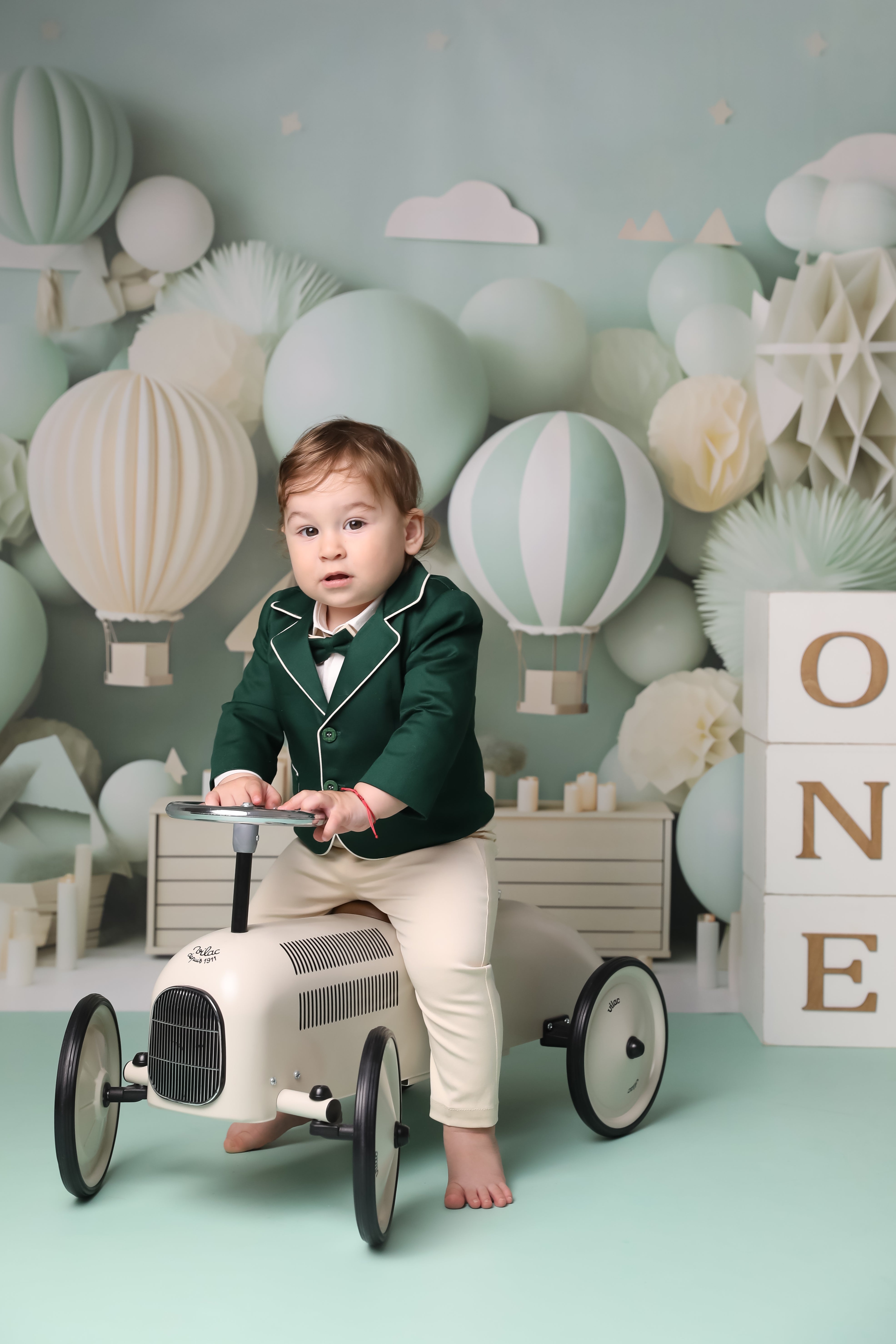 Set Botez Albert 3 Piese, Costum, Trusou si Lumanare Personalizat Botez AnneBebe