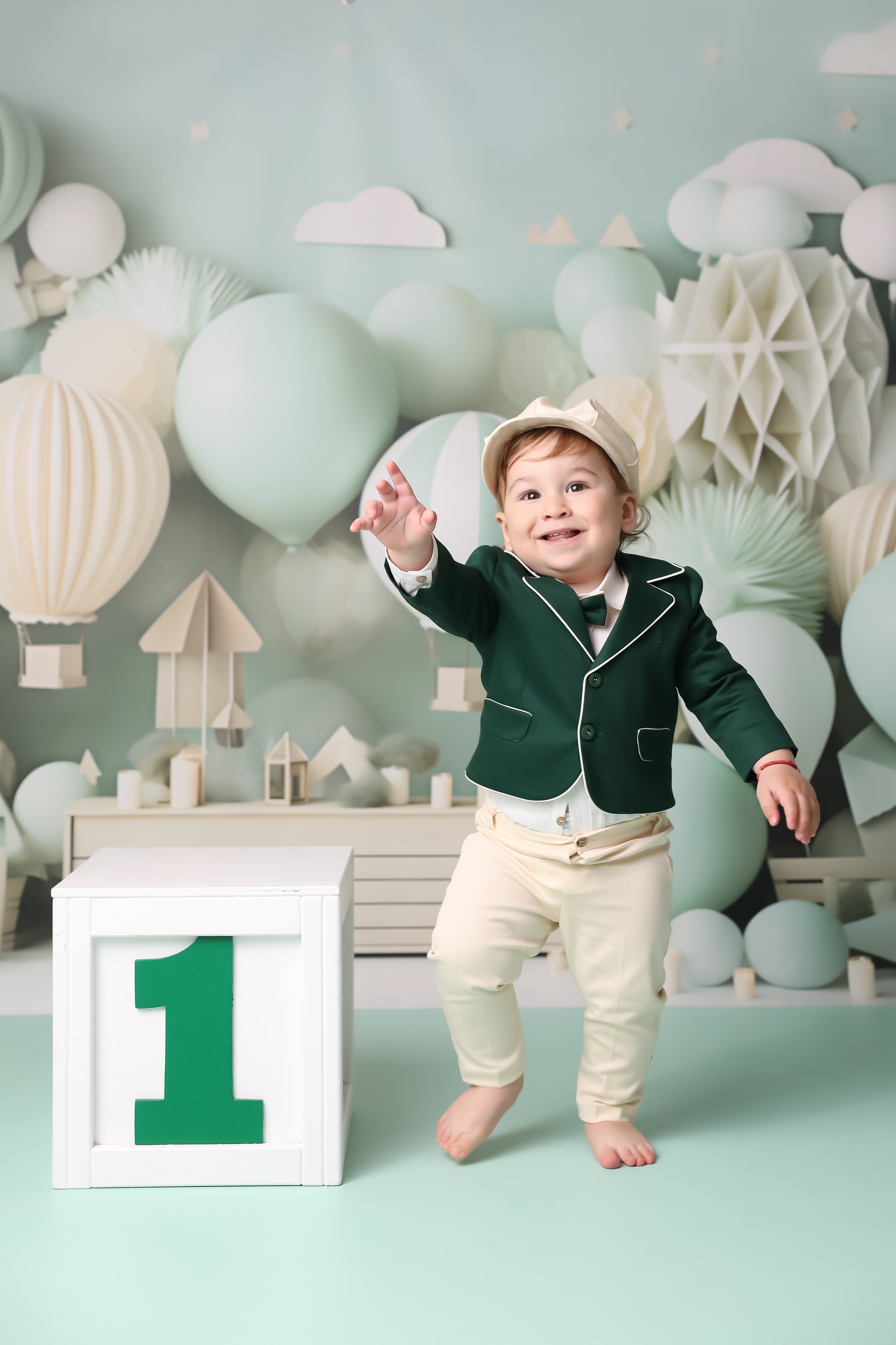 Set Botez Albert 3 Piese, Costum, Trusou si Lumanare Personalizat Botez AnneBebe