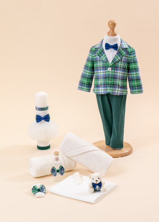Set Botez Razvan 3 Piese, Costum, Trusou si Lumanare Personalizat AnneBebe