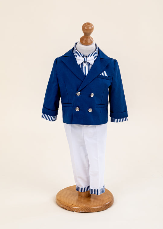 Felix Christening Set 2 Pieces Navy Blue (Costume+Candle)