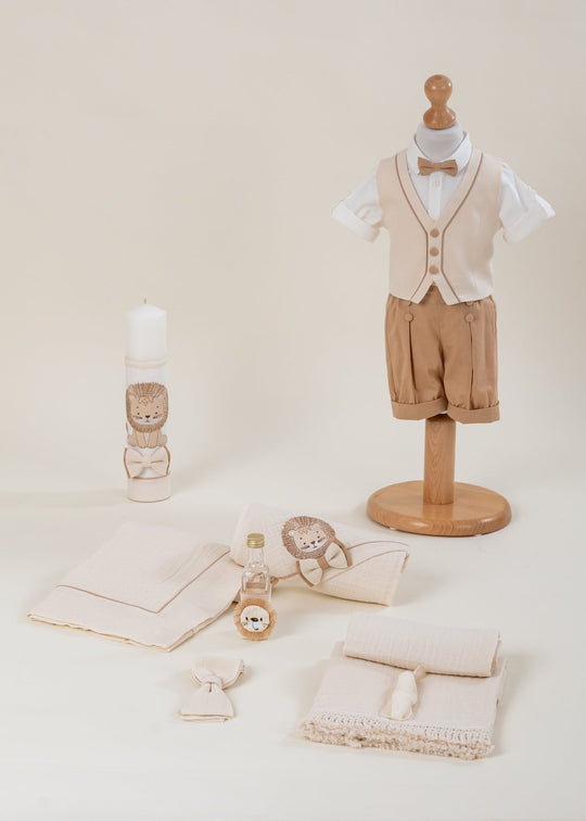 Set Botez Enzo 3 Piese  Costum Trusou si Lumanare Personalizat Botez AnneBebe