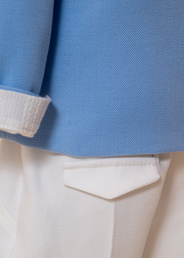 Costum Toma Sacou Bleu Pantaloni Crem Camasa Cu Model AnneBebe