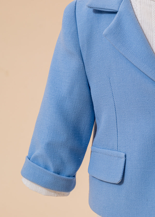 Costum Toma Sacou Bleu Pantaloni Crem Camasa Cu Model AnneBebe