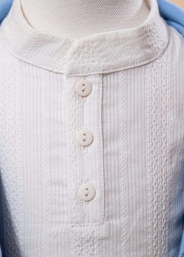 Costum Toma Sacou Bleu Pantaloni Crem Camasa Cu Model AnneBebe