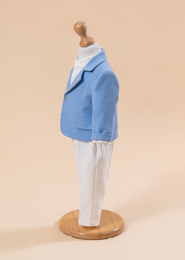 Costum Toma Sacou Bleu Pantaloni Crem Camasa Cu Model AnneBebe