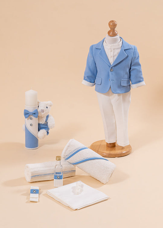 Toma 3 Piece Baptism Set, Suit, Trunk and Candle Personalized Baptism AnneBebe