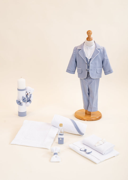 Calin 3-Piece Christening Set: Personalized Christening Outfit, Layette, and Candle by AnneBebe