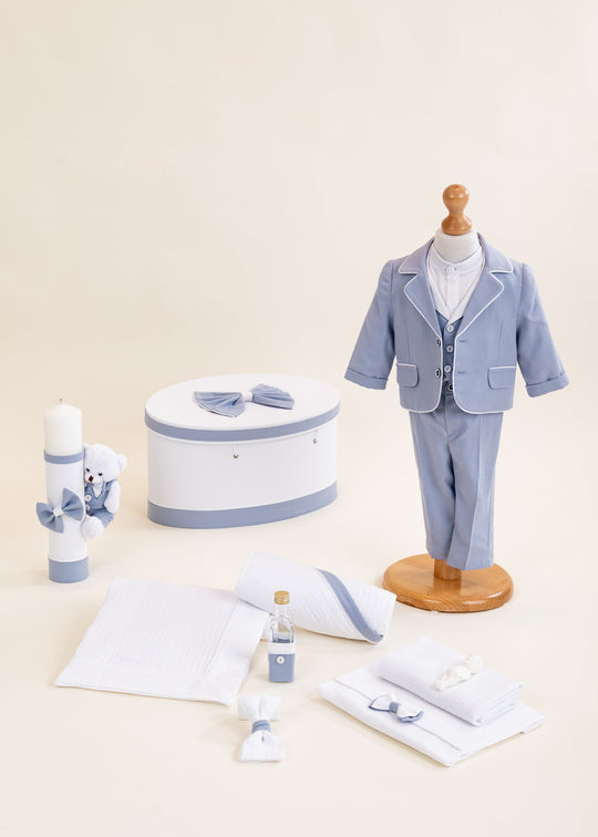 Christening Set Calin 4 Pieces Suit Christening Kit Candle and Personalized Trunk AnneBebe