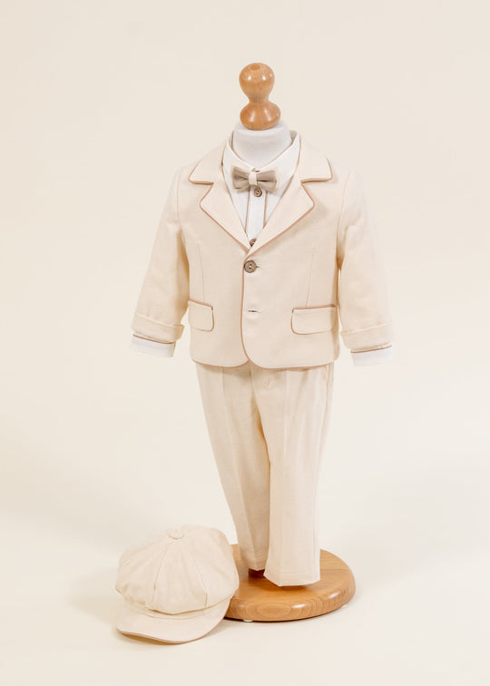 Costum Marco Sacou Si Pantalon Stofa Bej AnneBebe