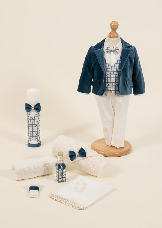 Christening Set Antonio 3 Piece Suit Christening Kit and Candle Personalized Christening AnneBebe