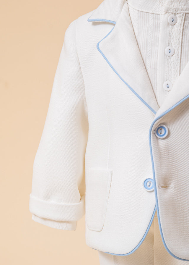 Set Botez Sebastian 3 Piese, Costum, Trusou si Lumanare Personalizat Botez AnneBebe