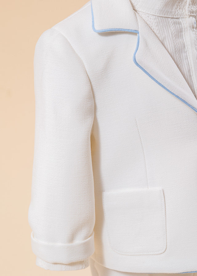 Set Botez Sebastian 3 Piese, Costum, Trusou si Lumanare Personalizat Botez AnneBebe