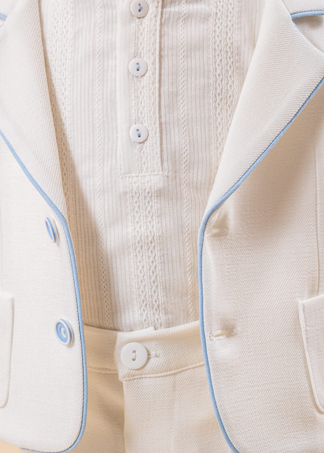 Set Botez Sebastian 3 Piese, Costum, Trusou si Lumanare Personalizat Botez AnneBebe