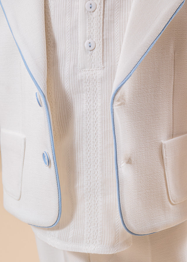 Set Botez Sebastian 3 Piese, Costum, Trusou si Lumanare Personalizat Botez AnneBebe