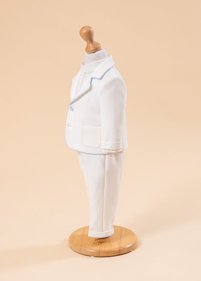 Set Botez Sebastian 3 Piese, Costum, Trusou si Lumanare Personalizat Botez AnneBebe