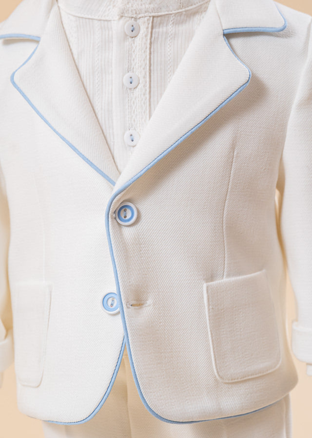 Set Botez Sebastian 3 Piese, Costum, Trusou si Lumanare Personalizat Botez AnneBebe