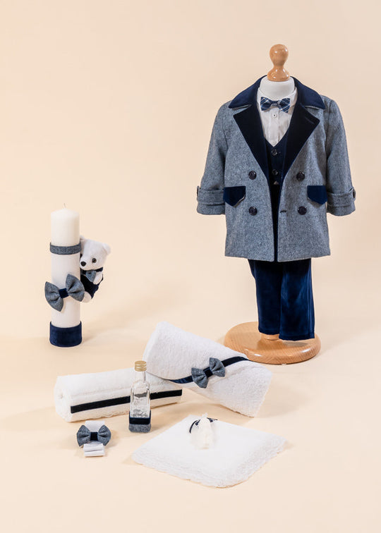 Virgil 3 Piece Baptism Set, Suit, Trunk and Candle AnneBebe