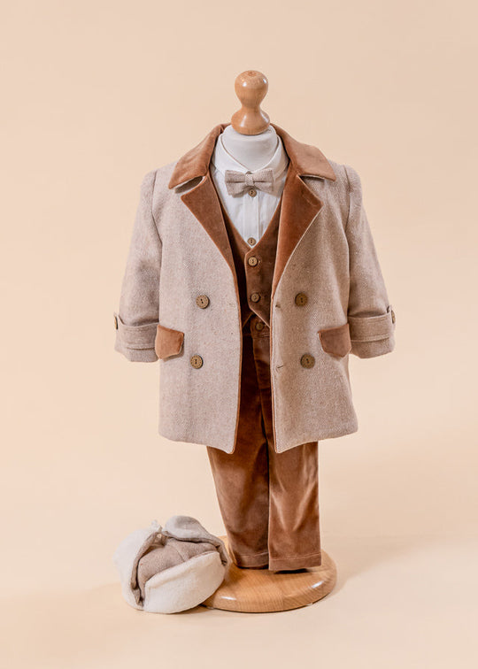 Costum Damian Jacheta Cu Rever Pantalon Si Vesta Catifea Maro