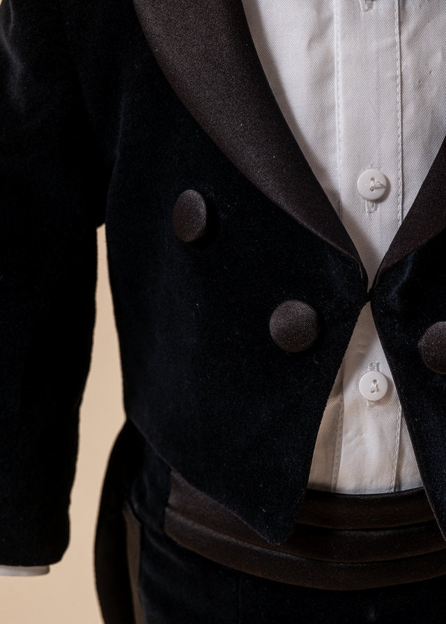 Costum Timotei Frac Catifea Cu Rever Saten AnneBebe