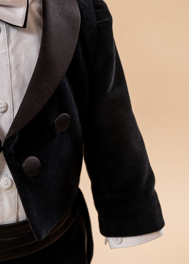 Costum Timotei Frac Catifea Cu Rever Saten AnneBebe