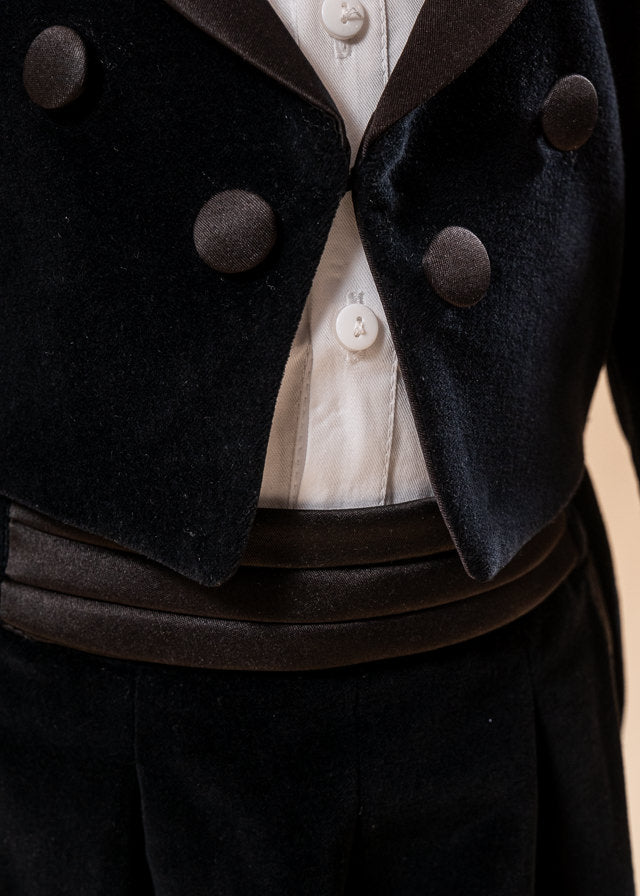 Costum Timotei Frac Catifea Cu Rever Saten AnneBebe