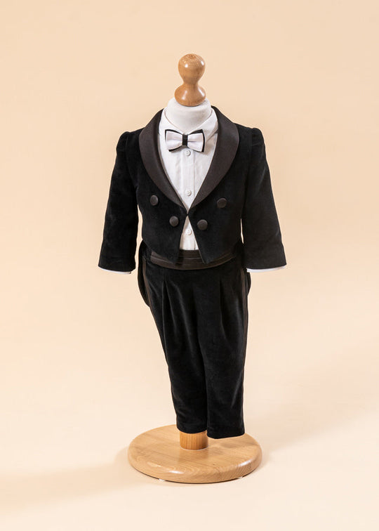 Costum Timotei Frac Catifea Cu Rever Saten AnneBebe