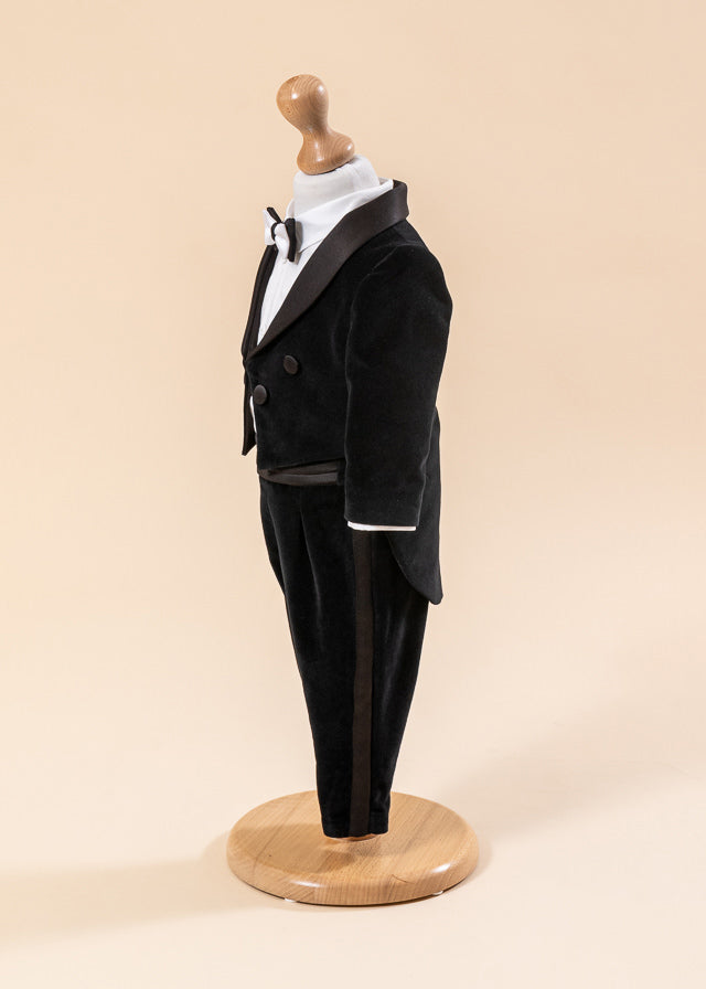 Costum Timotei Frac Catifea Cu Rever Saten AnneBebe