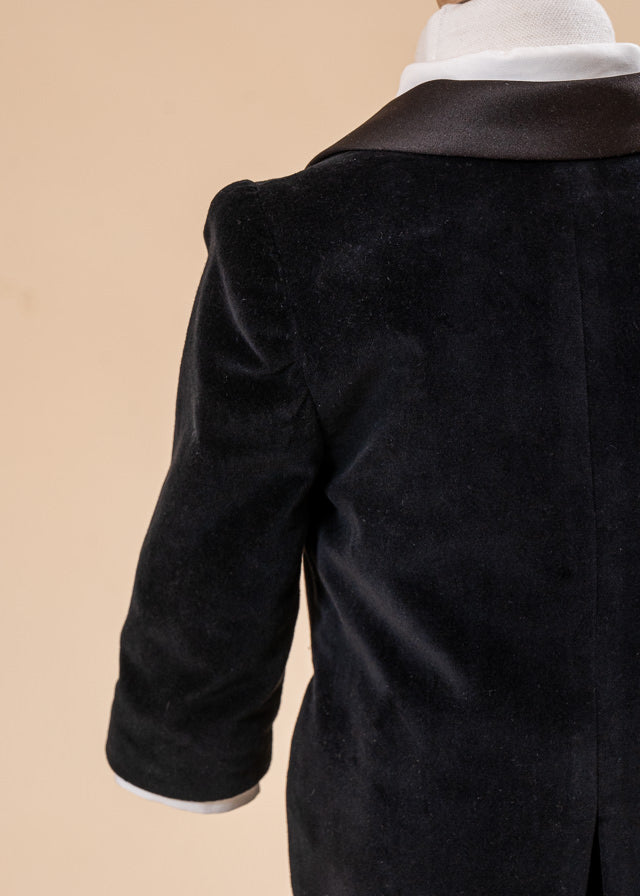 Costum Timotei Frac Catifea Cu Rever Saten AnneBebe