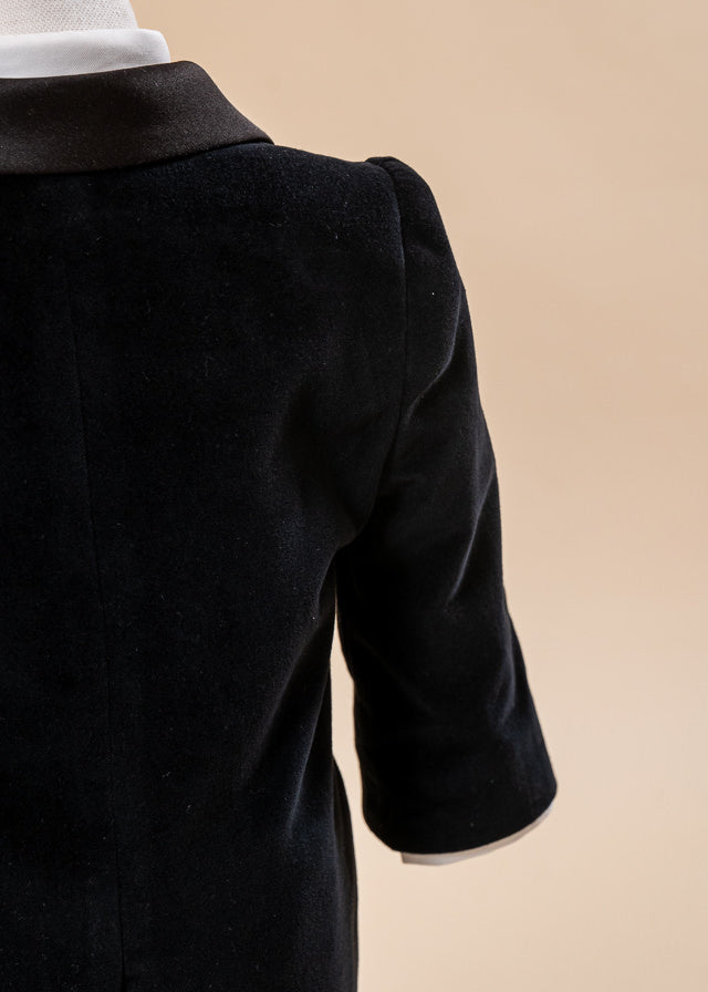 Costum Timotei Frac Catifea Cu Rever Saten AnneBebe