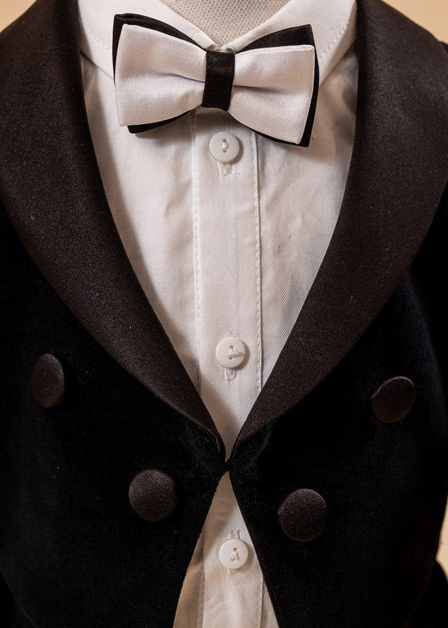 Costum Timotei Frac Catifea Cu Rever Saten AnneBebe