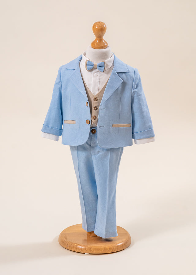 Costum Mirel din IN Bleu Si Bej Pantalon Lung Si Scurt AnneBebe